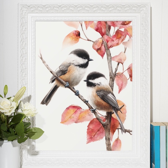 Watercolor Chickadee Bird Portrait Wall Art Print, Unframed - Charming Nature - Picture 7 of 7